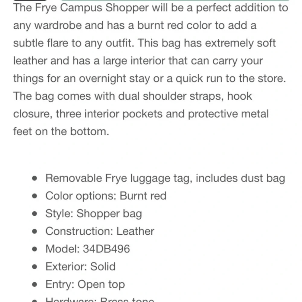 Frye leather campus shopper tote purse over night bag laptop case shoulder strap